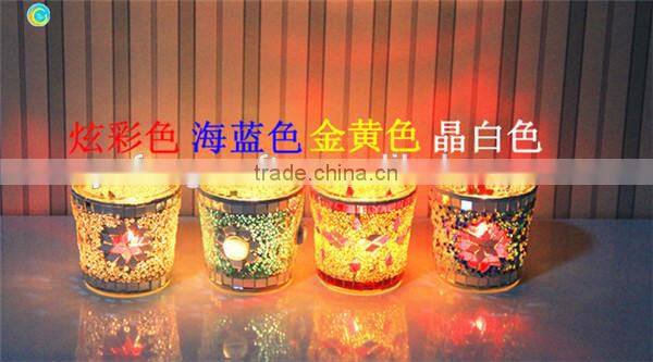 Round shape mosaic candle holder for holidays