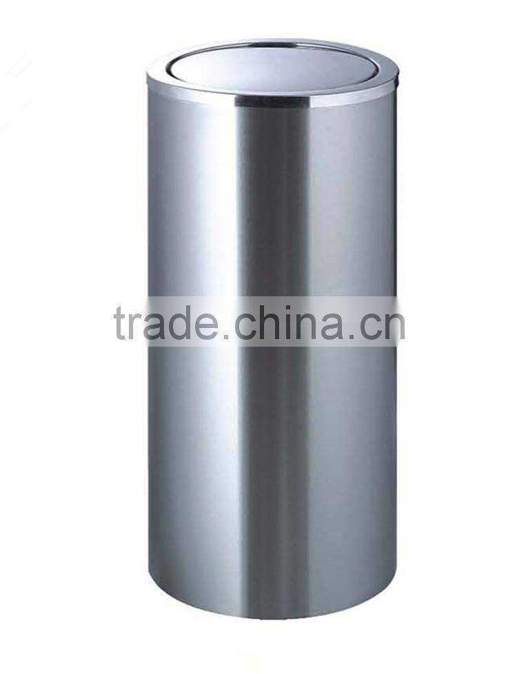 Round metal trash can with ashtray BY-63