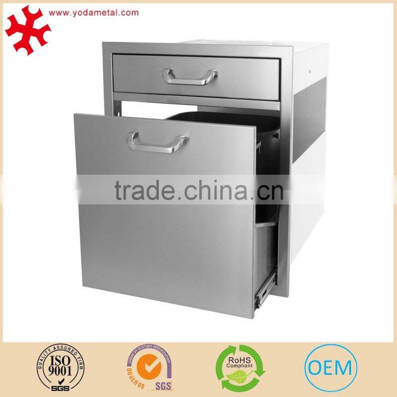 High capacity stainless steel drawer type kitchen trash cans waste bin