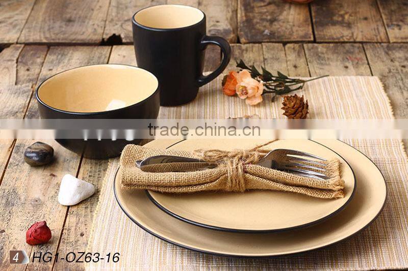 stoneware cheap ceramic colorful round dinnerware set