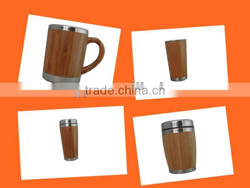Green style eco friendly stainless steel and bamboo tea mug/water mug