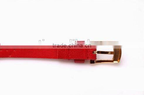 Wholesale oval rivets decorated square pin buckle sex girl thin PU waist belt