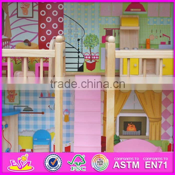 2016 luxurious children big wooden dollhouse kits W06A163-S