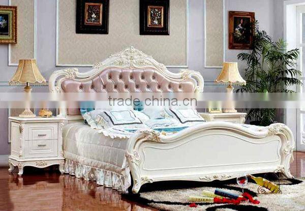 2015 Comfortable bed furniture wholesale,Modern beautiful wooden bed,latest design MDF European design bed FU2013204-A1