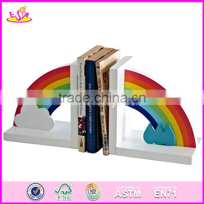 2017 brand new children rainbow wooden decorative bookends for sale W08D065