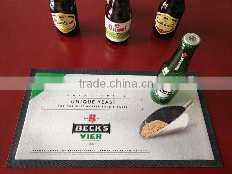 Eco-Friendly Non Woven Fabric branded rubber beer bar mat with logo