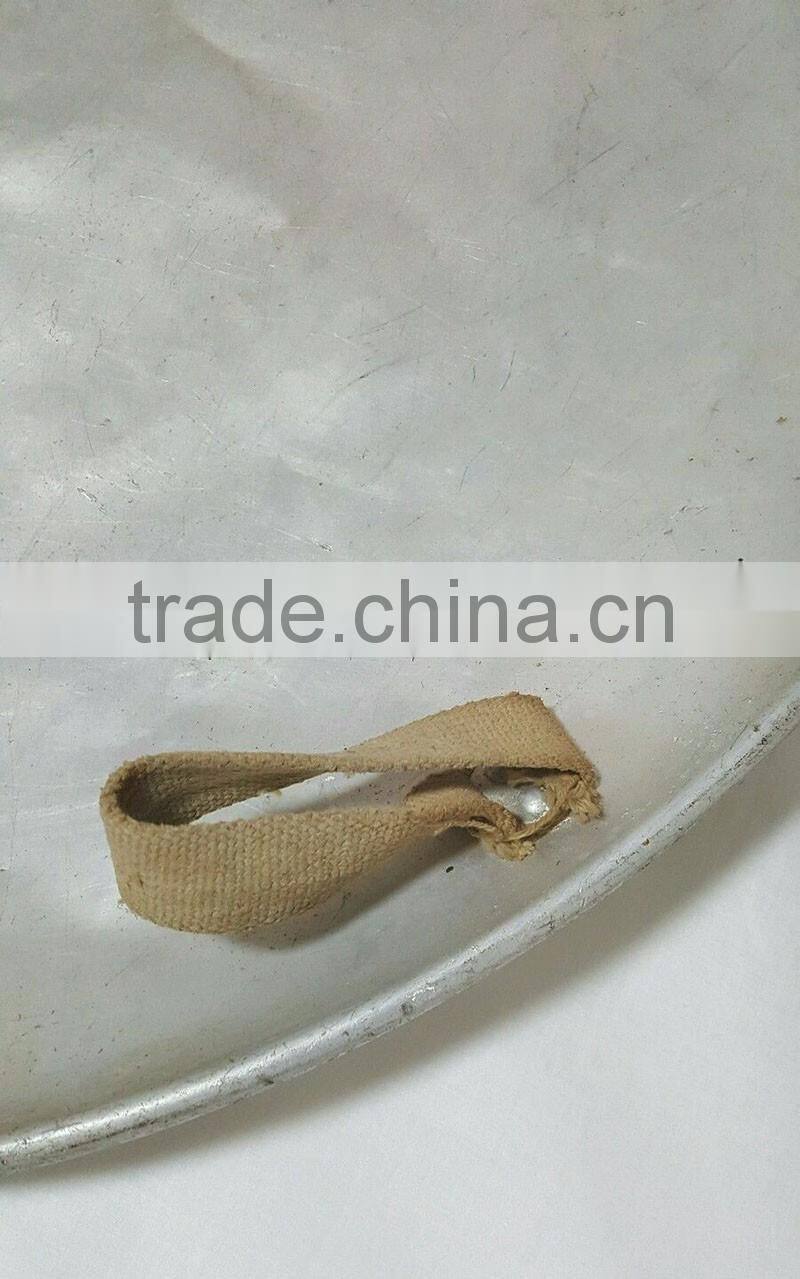 Vintage Round Aluminum Saucer Sled Metal Snow Disc w/ Canvas Strap Handles 25"