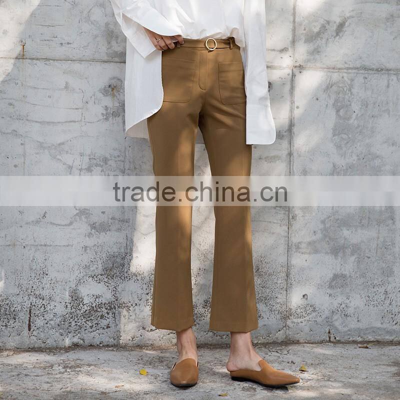 2017 New Fashion Women Wide Leg Pants White High Waist Trousers