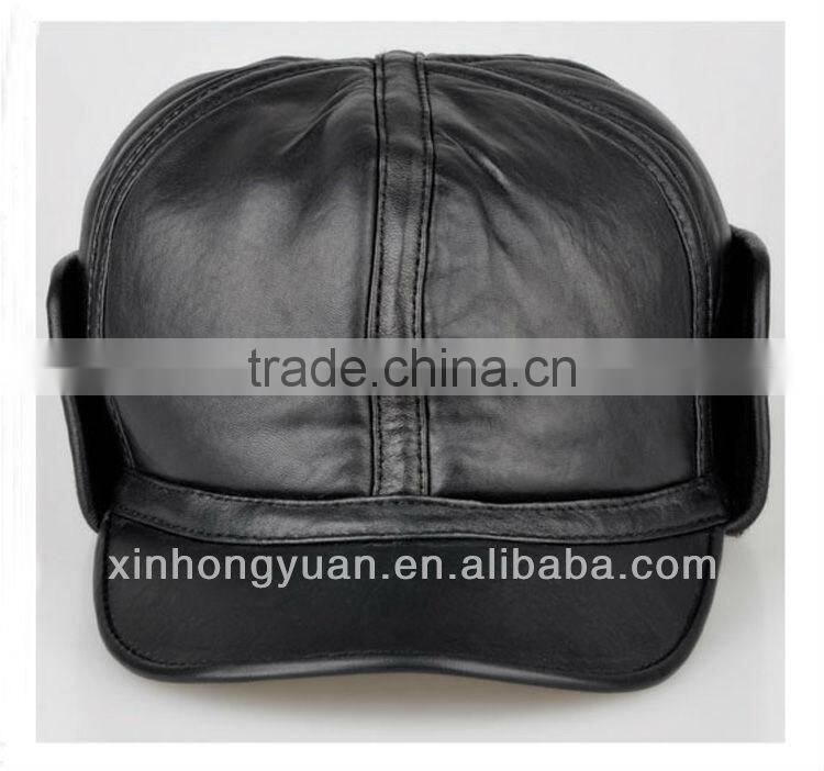 custom winter leather hats with earflaps for men