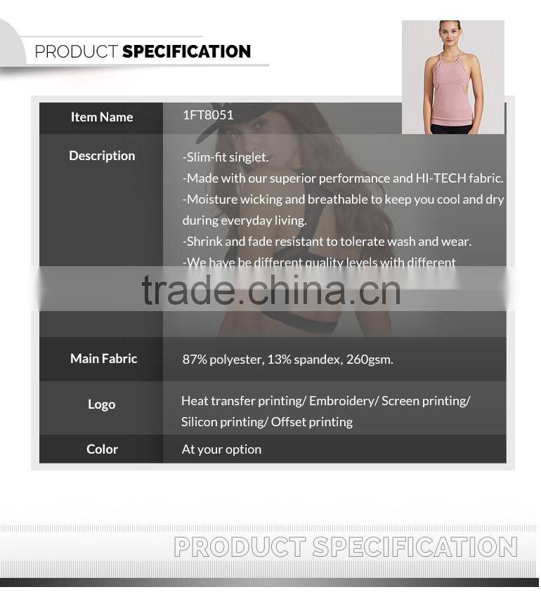 Wholesale Custom Made Girls Casual Fancy Yoga Stringer Tank Top Running Gym Singlets