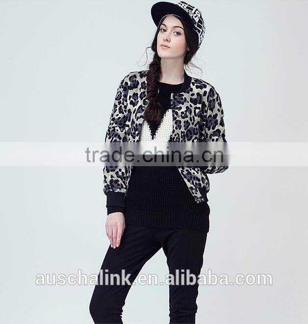 autumn short style animal leopard all over printed jacket factory price