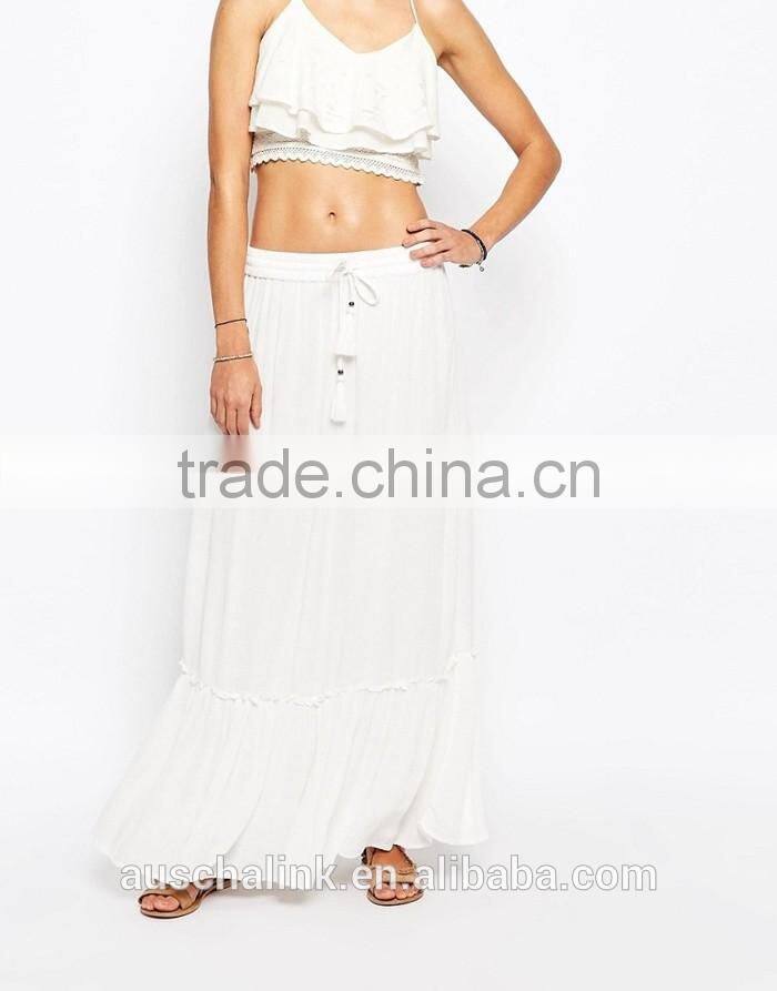 personalized white long maxi boho skirt models competitive price