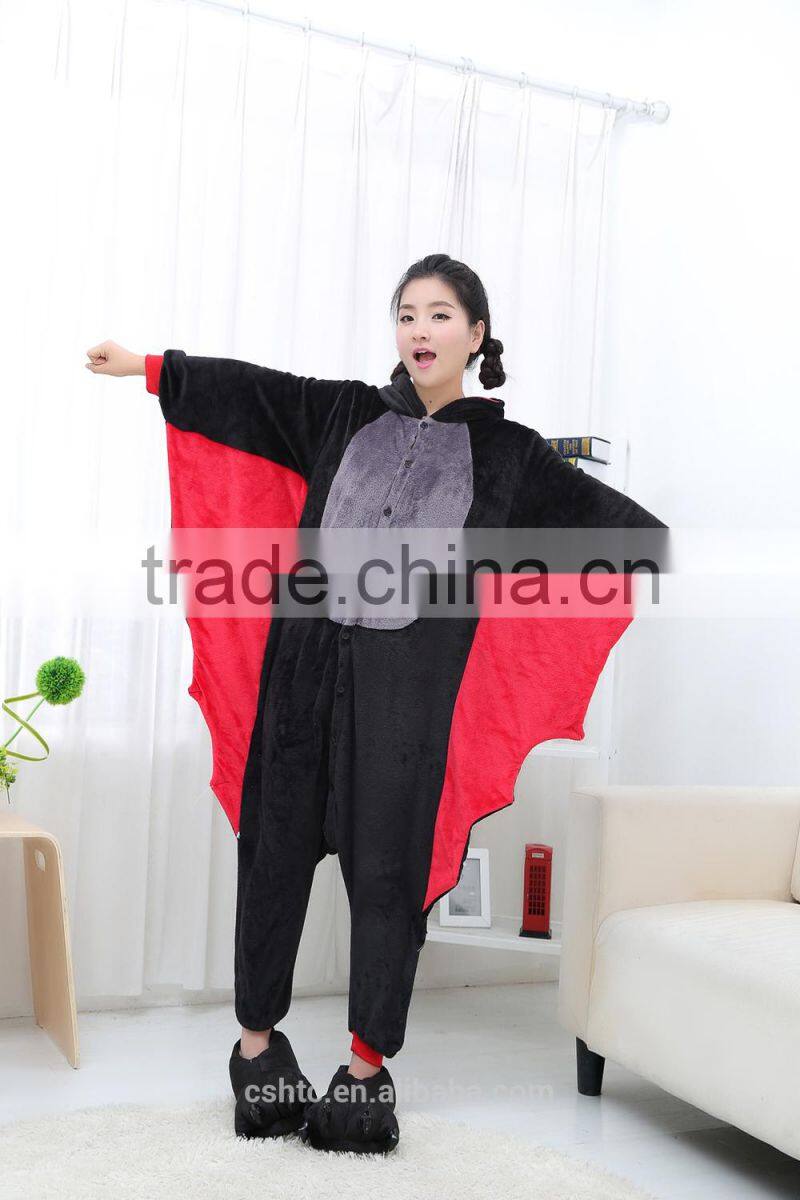 flannel cartoon adult animal jumpsuit animal pajamas jumpsuit bat design