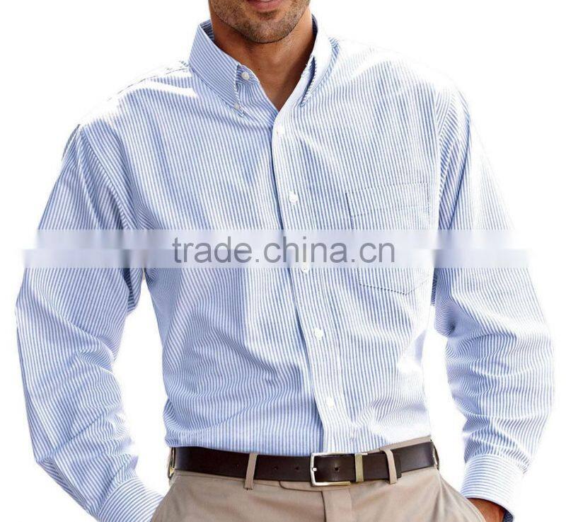 SZXX Hot Sale Manufacturer Blue Stripe Long Sleeve Mens Shirts