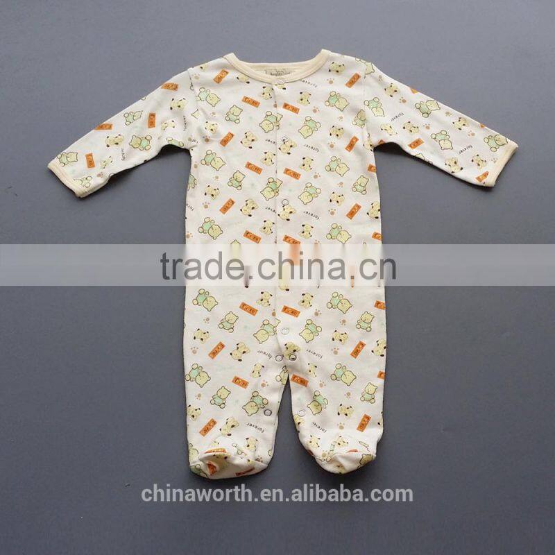 2015 hot sale baby boy long sleeve romper with feet