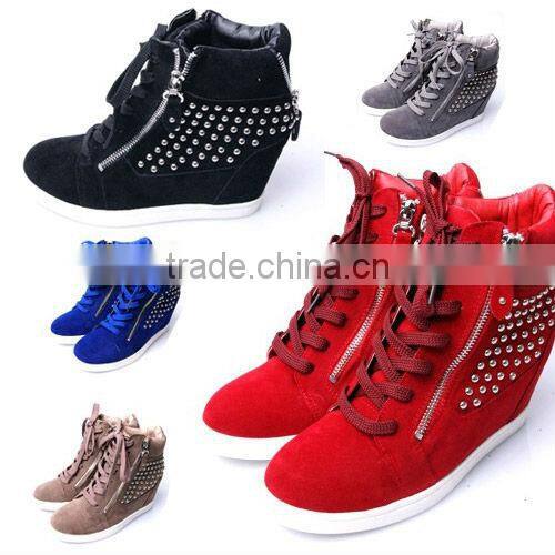 2ssd0523 hidden wedge heel stud work suede sneakers top quality comfortable