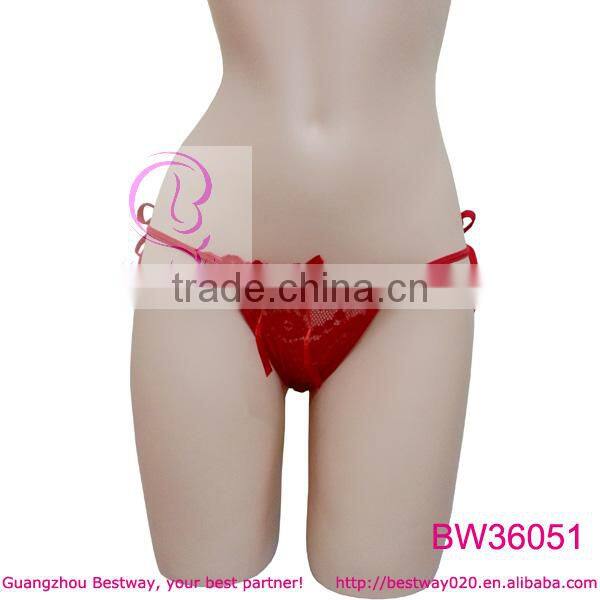 Sexy red transparent lace underwear in apparels