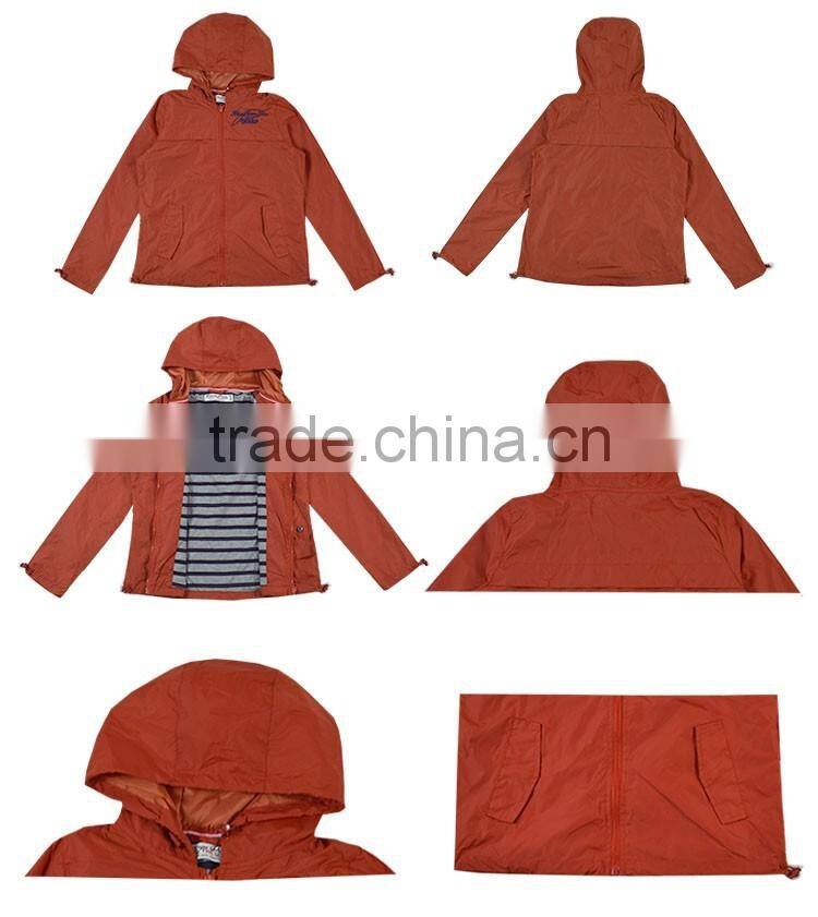 Fashion Women's Windproof Jacket With Stripe Single Jersey Lined