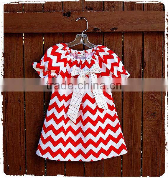 Christmas Clothes Baby Girl Frock Red And White Chevron Dress