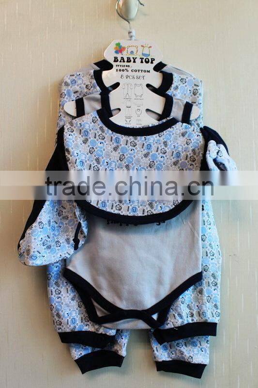 Wholesale Latest New Born Baby Boy Winter Clothes Knitted Long Sleeve Clothing Set 8TB1-34