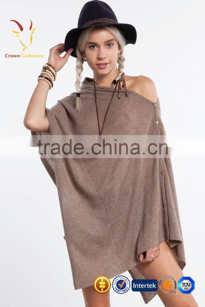 Lady Fashion Buttoms Cashmere Poncho/ Nepal Design Pashmina Shawl/