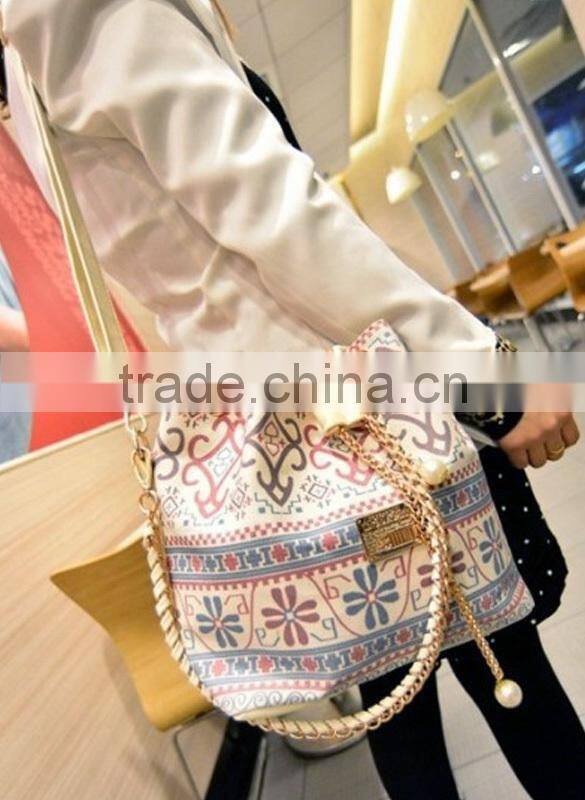 Drawstring Bag Patchwork Patterns Shoulder Messenger Bag Women Handbag Chain Bag Diagonal Package Canvas Totes SV010267#