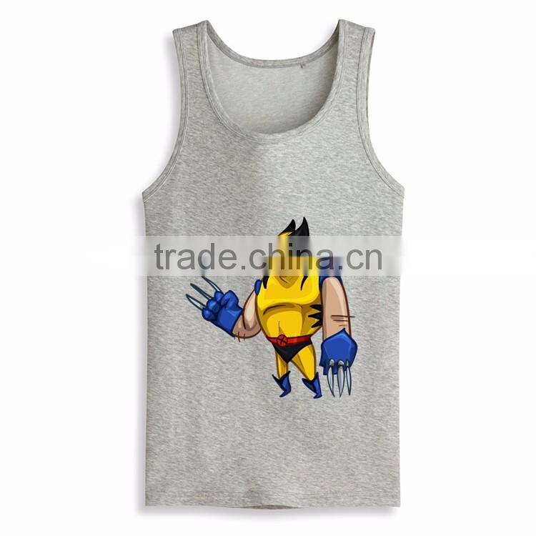 Fashion Latest Design Print Bulk Mens Sleeveless Tank Top Tee White T-shirts