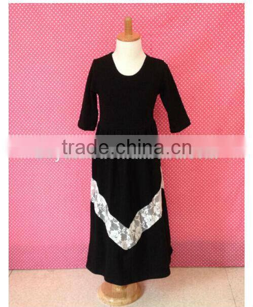 Wholesale Fashion Baby Girls Summer 100% Cotton Maxi Mommy And Me Girls Dresses Ruffled V Maxi Lace sleeveless Pettidresses