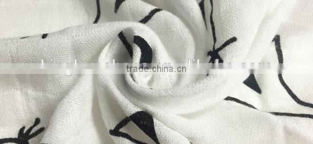 Woven muslin printed baby wrap,newborn baby swaddle blanket