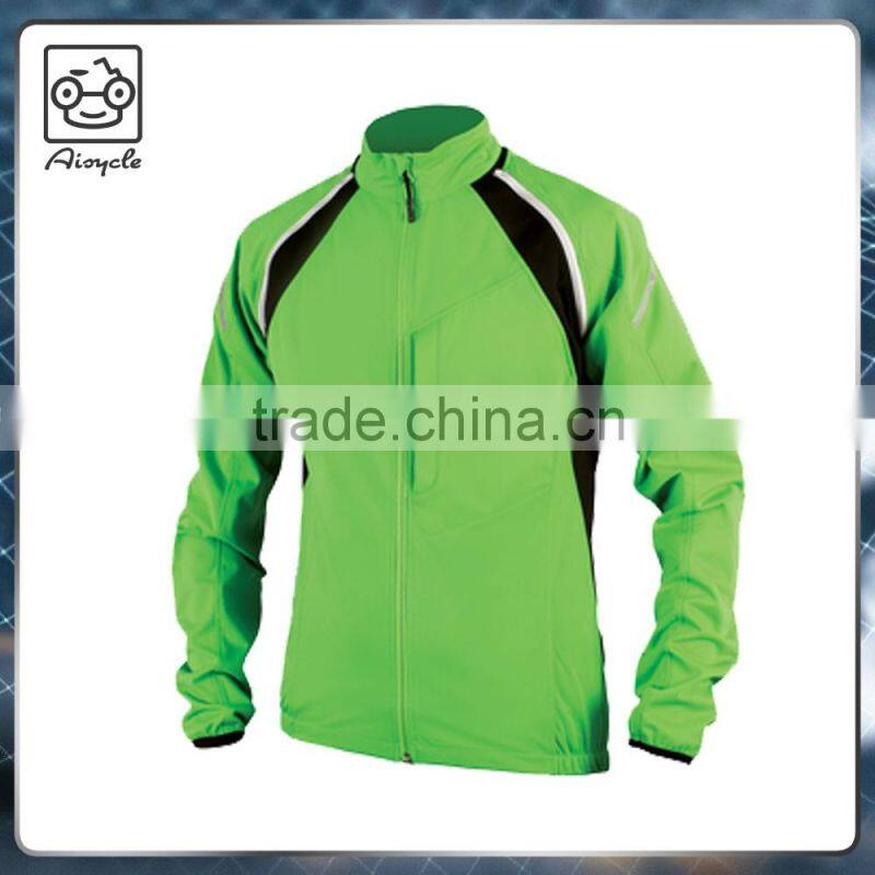 Detachable sleeves reflective trims waterproof softshell cycling jacket for man
