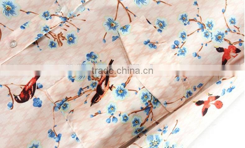 Fashion ladies blouse,bird printing woman shirt/women colthing long sleeve
