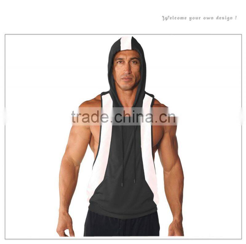 hot sale Sports Men's body building hoodie wear Custom Gym Singlets