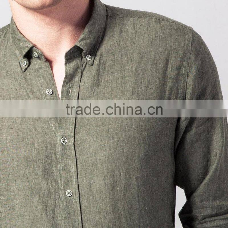 Men's long sleeve flax casual shirt