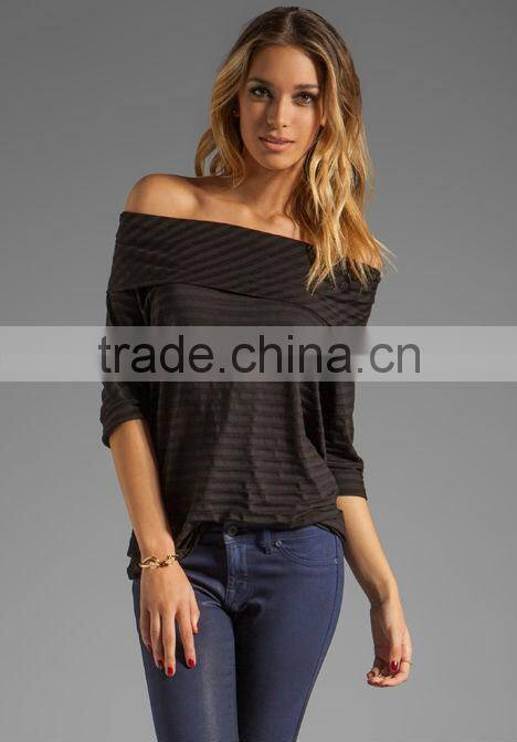 no shoulder cowl neckline t shirt