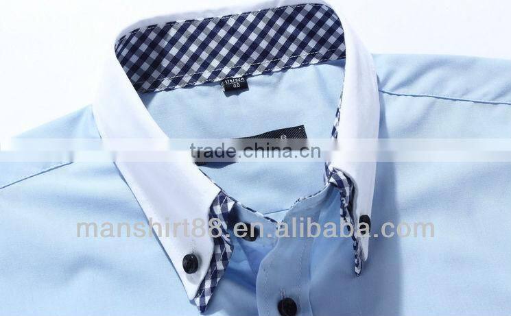 high quality double collar button down dress shirt for man