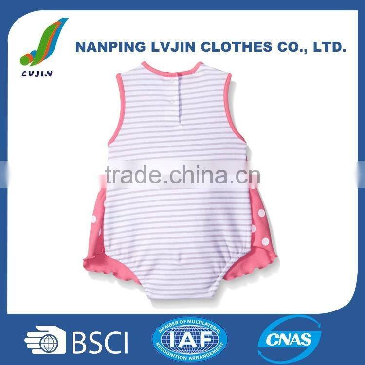 New Born Baby Clothing100% Cotton Baby Girls' Sleeveless Sundress with Built-In Diaper Cover