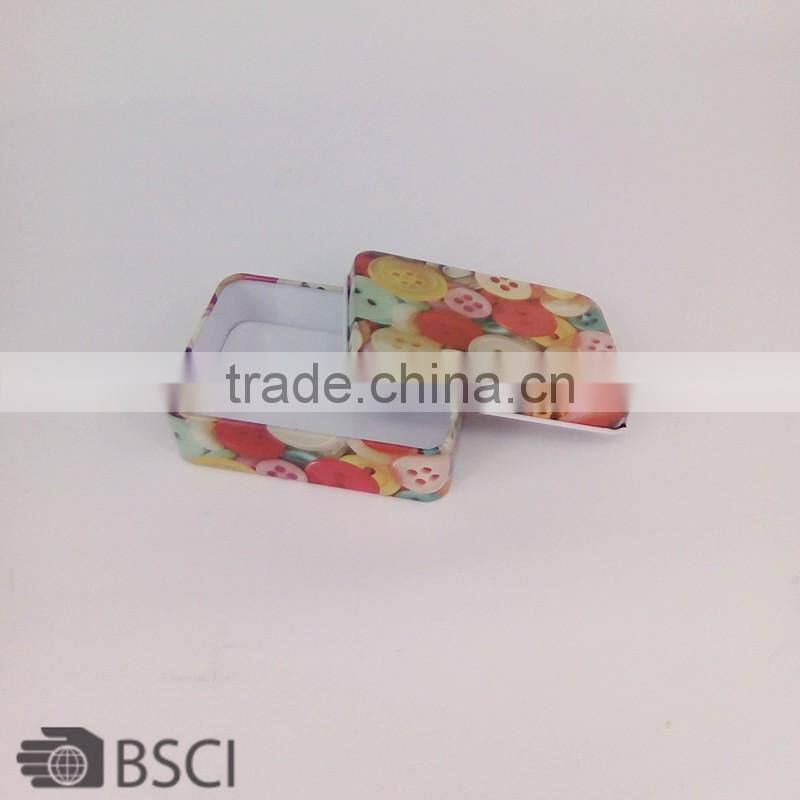 D&D button printed sewing tin box Compartment Adjustable Jewelry Storage Box Beading Box