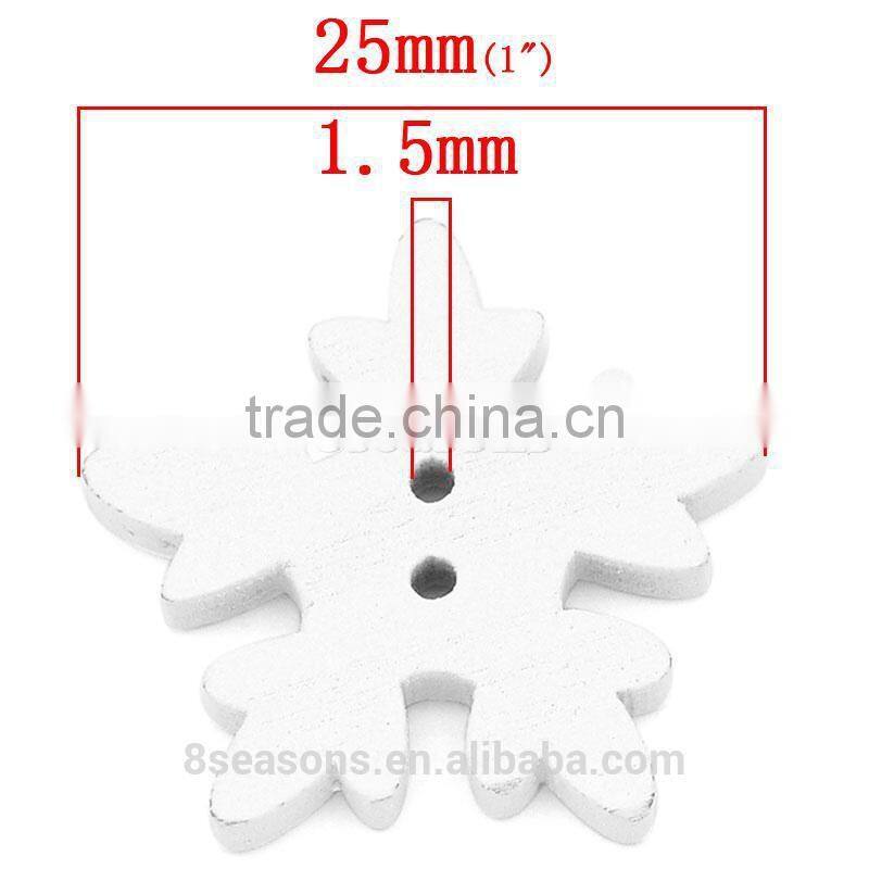Wholesale 25mmx24mm Christmas Snowflake Two Holes Wood Button for Decorating