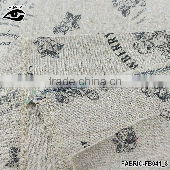 100% Linen Fabri Cotton Fabric for Home Textile Curtain fabric Flower Letters Printed Fabric