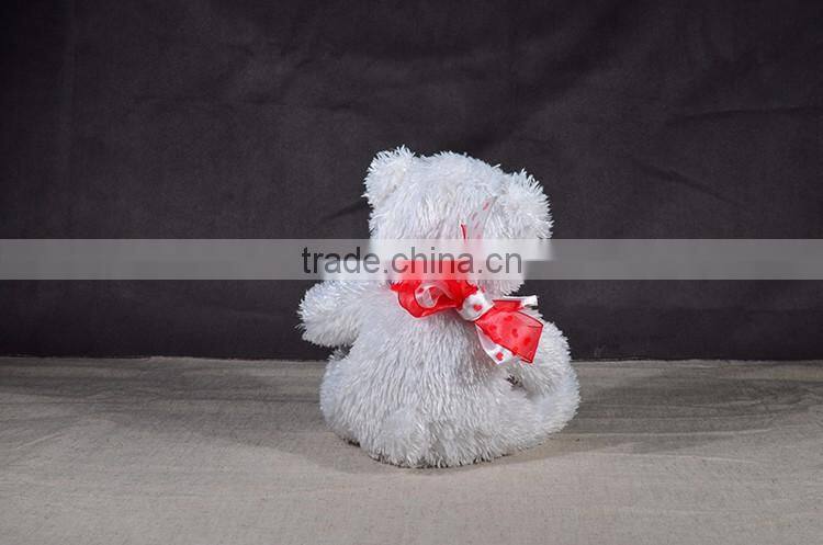 Custom good quality Valentine's day bear plush white teddy bear with red heart toy