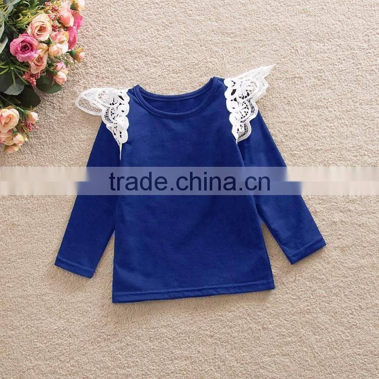 Flutter sleeves solid baby girl long sleeve t shirt M7032001