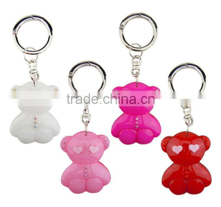 Fashion 3D Acrylic Bear Keychain 3D Cute Rhinestone Carabiner Bear Key Ring