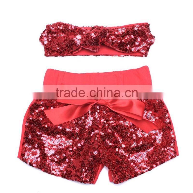 Girls Sequin Shorts SET Girls Birthday Shorts Baby Shorts and Headband