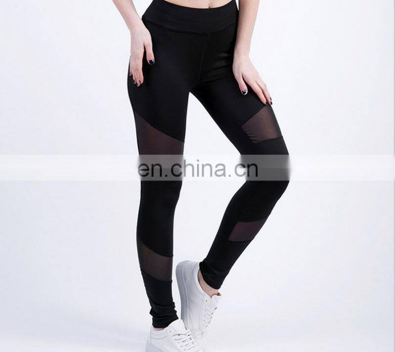 OEM Fashion women's yoga wear mesh insert fitness leggings wholesale sport leggings