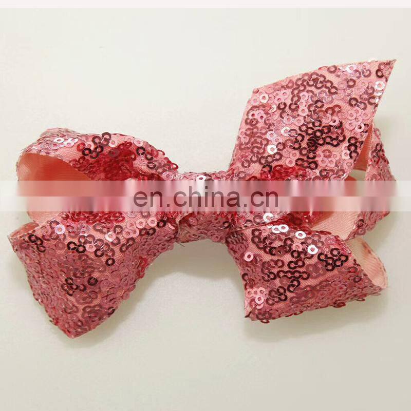 Hot sale big bow with Metal Hair Clips 12cm sequin bow alligator Clips for kids