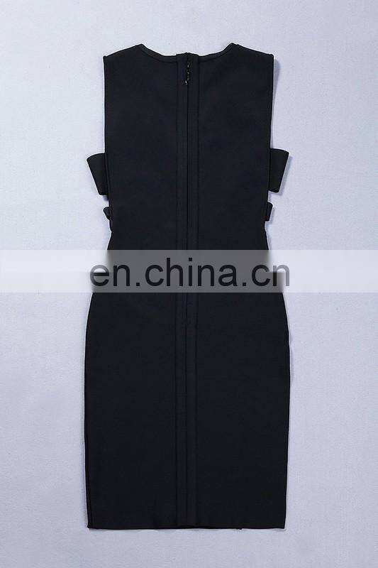 Amigo 2017 fashion white sleeveless deep V neck low-cut hollowout bandage dress elegant formal dresses for goddess