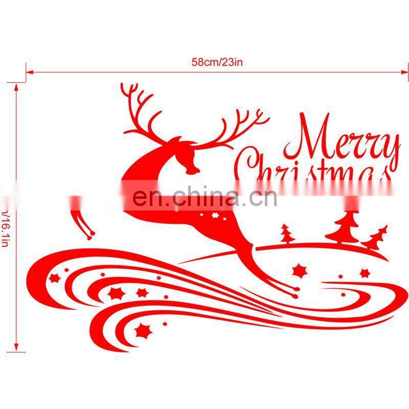 Christmas Home Decoration Supply Merry Christmas Sika Deer Christmas Tree Pattern Removable Car Wall Stickers