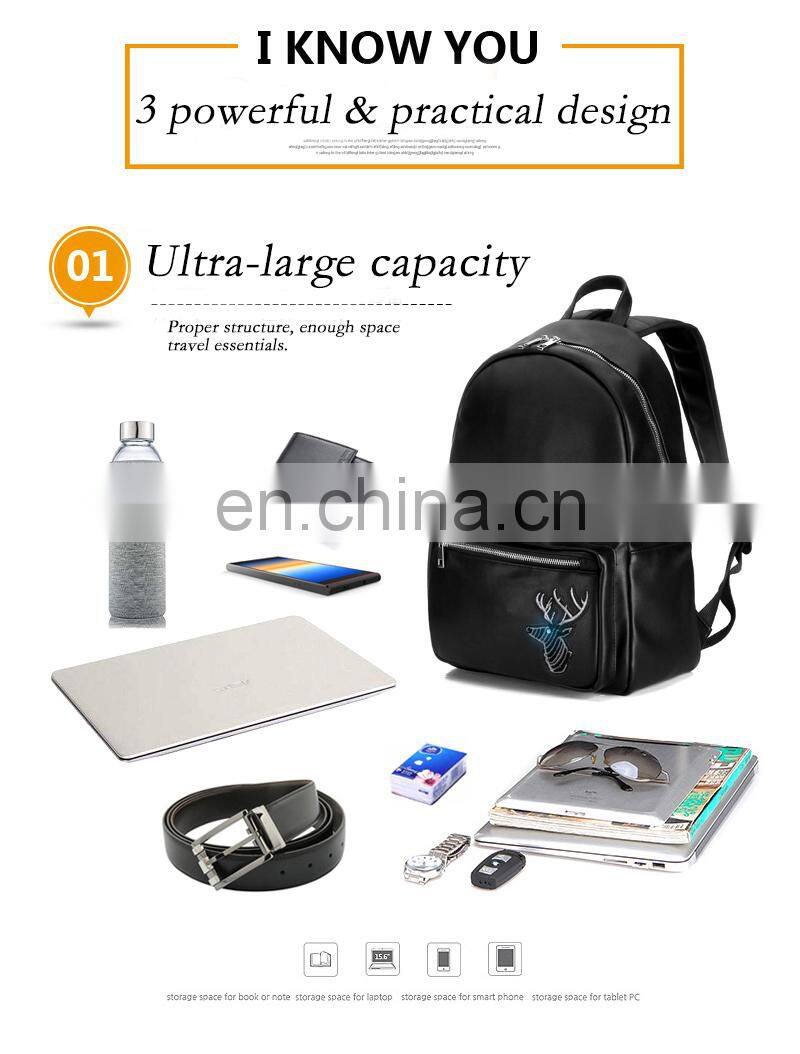 black PU teenager school bag with led backpack billboard