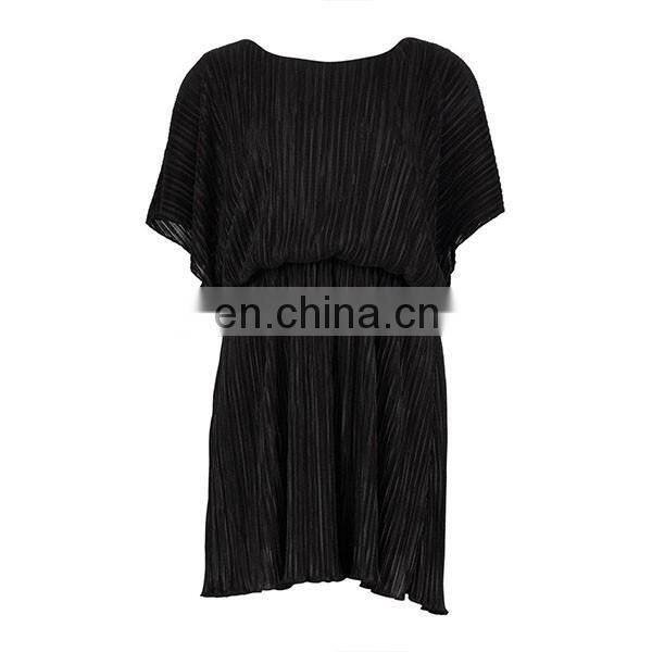 Summer Pleated Kimono Sleeve Skater Dress Elegant Women Dresses
