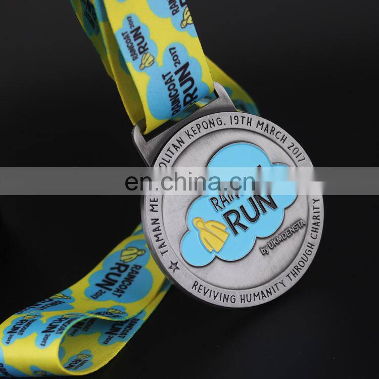 Custom charity running competition antique plating medal for 4KM